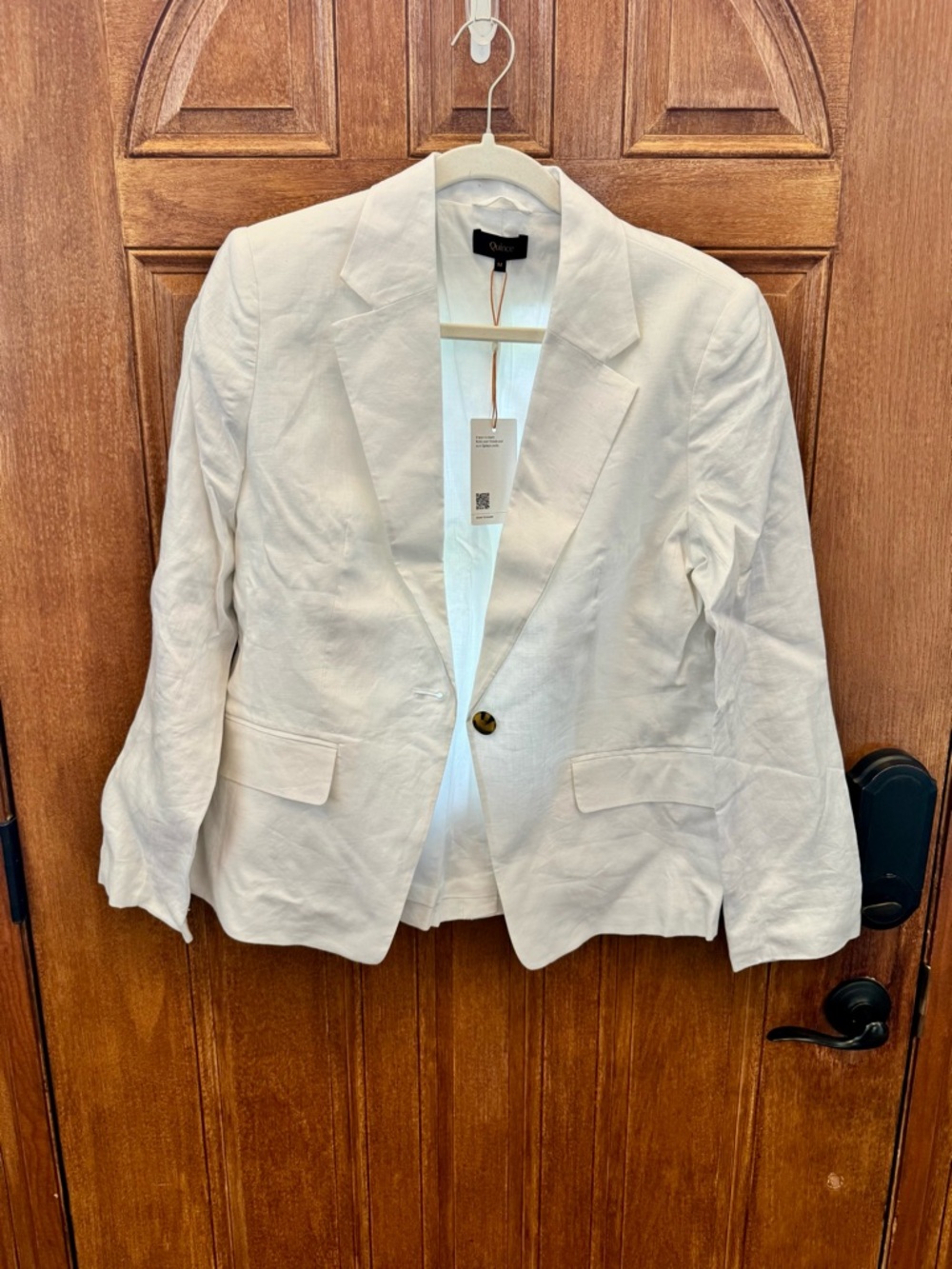 Quince White Single-Button Linen Blazer